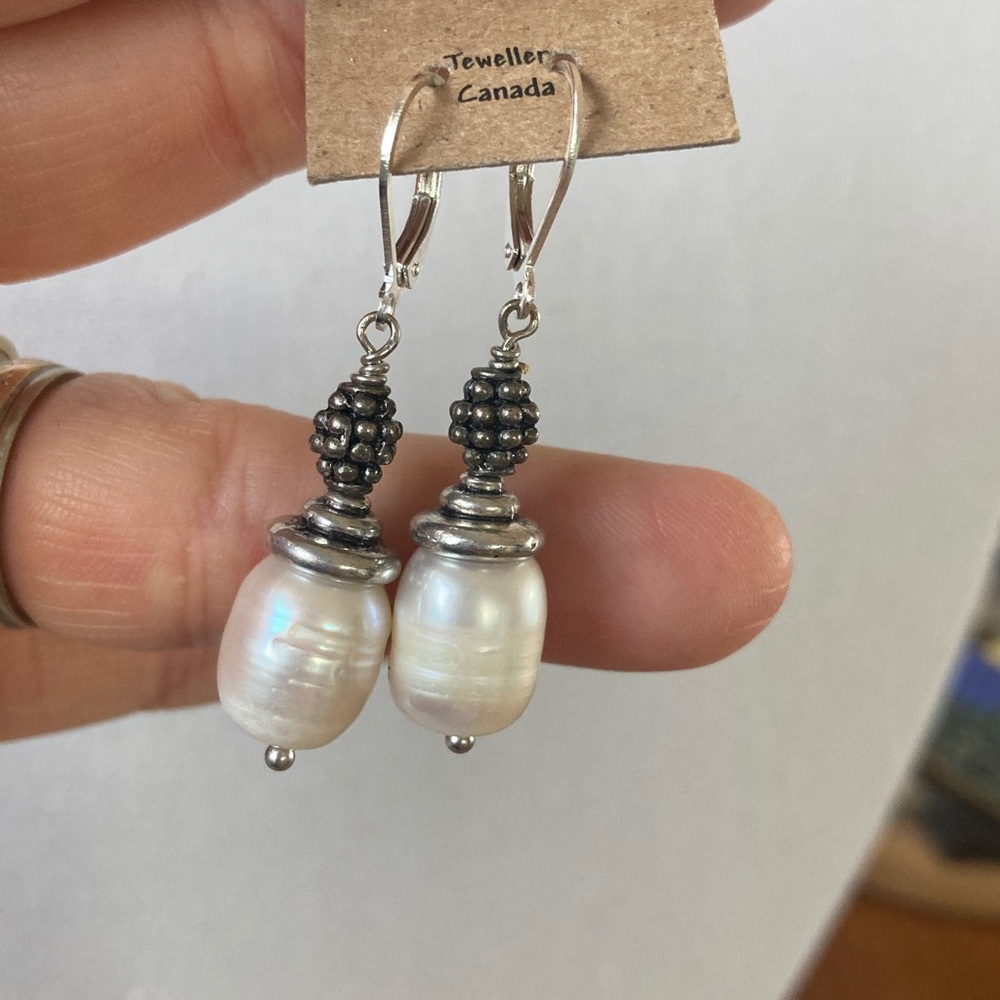 Freshwater Pearl Drop Earrings Sterling Silver
